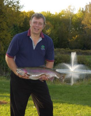 Lou with a Rainbow Trout